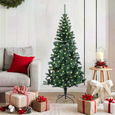 Vidaxl Green Artificial Pre-Lit Christmas Tree 150 Cm Pvc And Metal