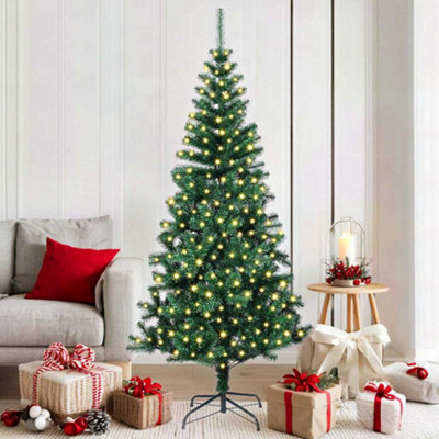 Vidaxl Green Artificial Pre-Lit Christmas Tree 180 Cm Pvc And Metal