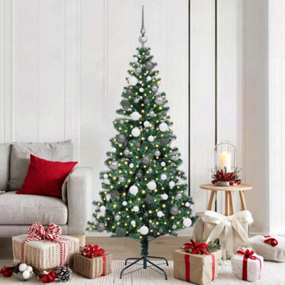 Vidaxl Green Artificial Pre-Lit Christmas Tree 180 Cm Pvc And Metal
