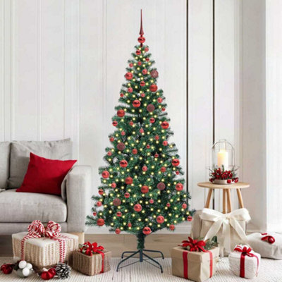 Vidaxl Green Artificial Pre-Lit Christmas Tree 180 Cm Pvc And Metal
