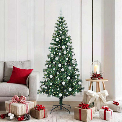 Vidaxl Green Artificial Pre-Lit Christmas Tree 180 Cm Pvc And Metal