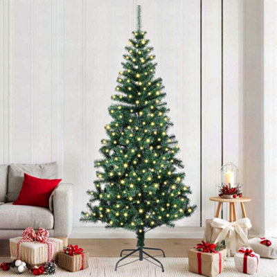 Vidaxl Green Artificial Pre-Lit Christmas Tree 210 Cm Pvc And Metal