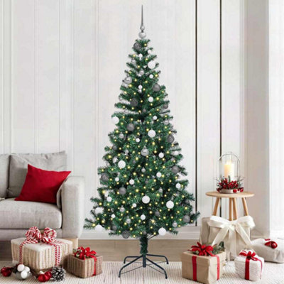 Vidaxl Green Artificial Pre-Lit Christmas Tree 210 Cm Pvc And Metal