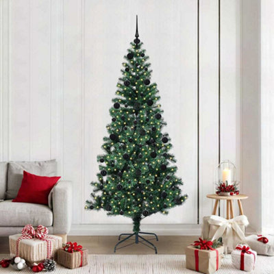 Vidaxl Green Artificial Pre-Lit Christmas Tree 210 Cm Pvc And Metal
