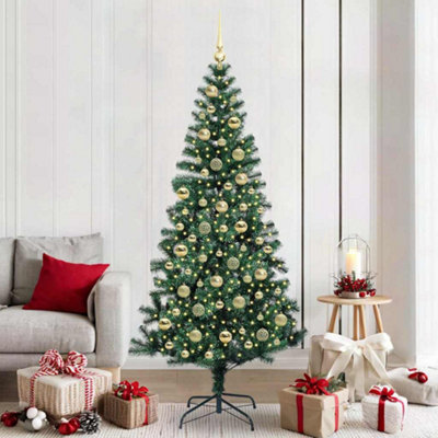 Vidaxl Green Artificial Pre-Lit Christmas Tree 210 Cm Pvc And Metal