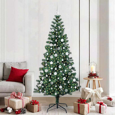 Vidaxl Green Artificial Pre-Lit Christmas Tree 210 Cm Pvc And Metal