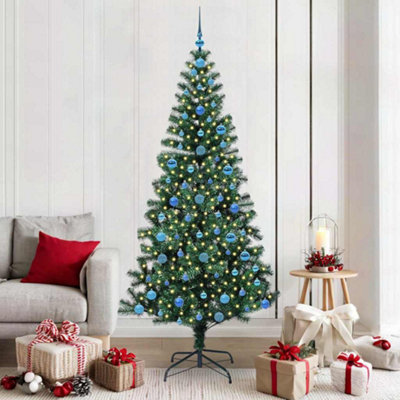 Vidaxl Artificial Pre-Lit Christmas Tree Green 210 Cm Pvc And Metal - Image 4