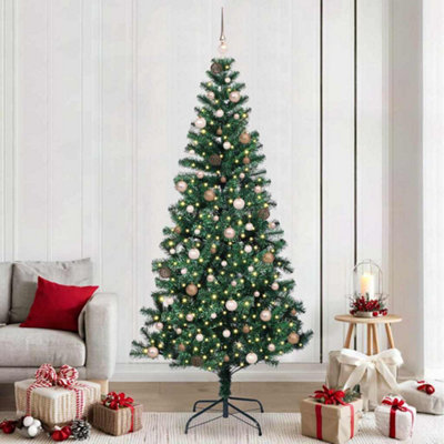Vidaxl Green Artificial Pre-Lit Christmas Tree 240 Cm Pvc And Metal