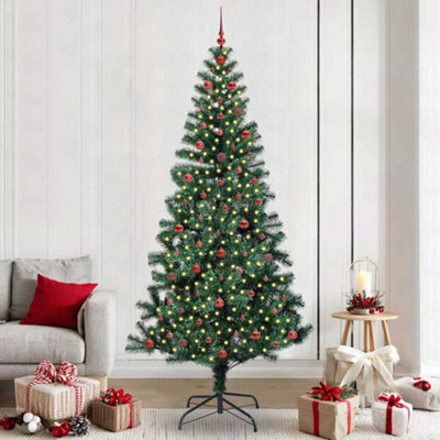 Vidaxl Green Artificial Pre-Lit Christmas Tree 240 Cm Pvc And Metal