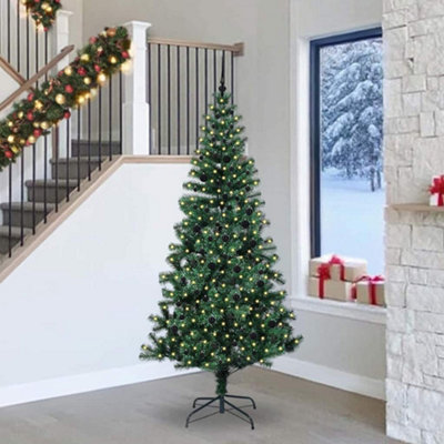 vidaXL Pre-lit Artificial Christmas Tree - 240 cm - Green - PVC and Metal - Image 4