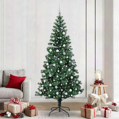 Vidaxl Green Artificial Pre-Lit Christmas Tree 240 Cm Pvc And Metal