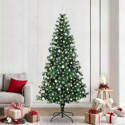 Vidaxl Green Artificial Pre-Lit Christmas Tree 240 Cm Pvc And Metal