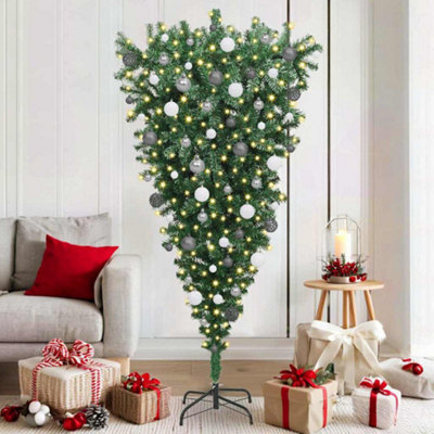 B&Q -  Upside-Down Artificial Pre-Lit Christmas Tree With Ball Set Pvc