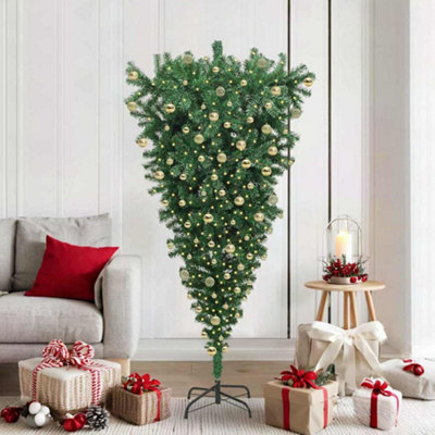 Vidaxl (180 X 90 Cm) Upside-Down Artificial Christmas Tree Led&Ball Multi Colours Multi Size - Image 3