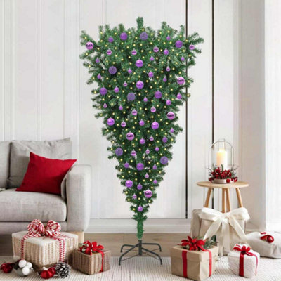 vidaXL Pre-lit Artificial Christmas Tree - Upside-down - Green - 180 cm - Image 3