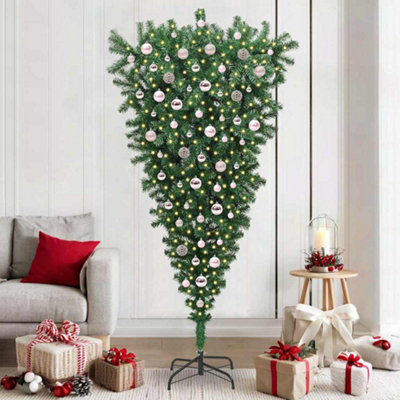Vidaxl Upside-Down Artificial Pre-Lit Christmas Tree With Ball Set from B&Q