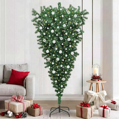 Vidaxl Upside-Down Artificial Pre-Lit Christmas Tree With Ball Set from B&Q