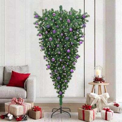 Vidaxl Upside-Down Artificial Pre-Lit Christmas Tree With Ball Set from B&Q