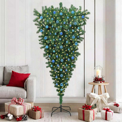 Vidaxl Upside-Down Artificial Pre-Lit Christmas Tree With Ball Set from B&Q