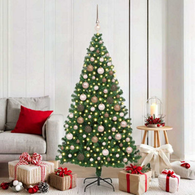 VIDAXL Artificial Christmas Tree 180 x 95 cm in Green with 300 LEDs and Rose Gold Ornaments - Image 3