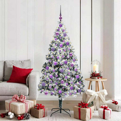 Pre-Lit Baubles Artificial Christmas Tree 6Ft Lilac/White Vidaxl - Image 4