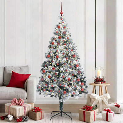 vidaXL Artificial Christmas Tree - 210 cm - Green - Snow Flocked - Image 3