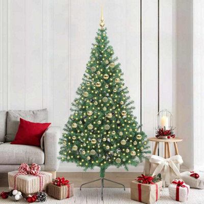 vidaXL Pre-lit Artificial Christmas Tree - Green - 210 cm - PVC - Image 3