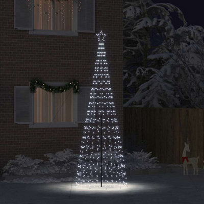 Vidaxl White Led Christmas Tree With Ground Spikes Cool 400 Cm Iron