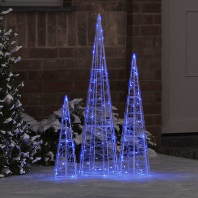 B&Q -  Christmas Tree With 90 Leds 3 Pcs Blue 20 X 20 X 80 Cm Acrylic