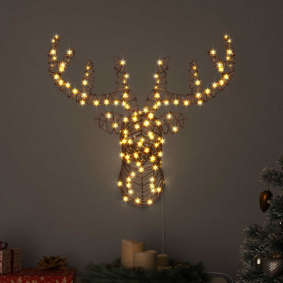 Vidaxl Reindeer Pull Sleigh Warm White 68 X 36.5 X 62.5 Cm Rattan from B&Q