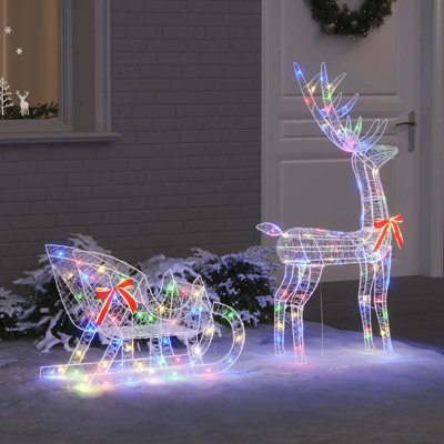 Vidaxl Reindeer Pull Sleigh Colourful 70 X 26 X 129 Cm Acrylic from B&Q