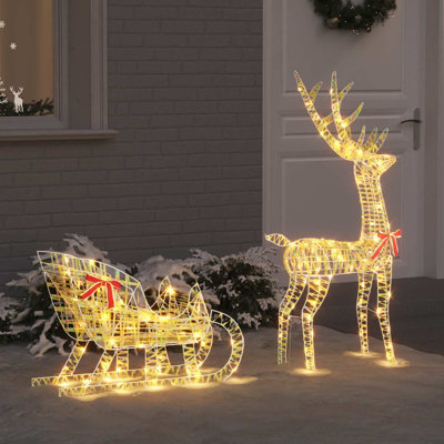 Vidaxl Reindeer Pull Sleigh Warm White 70 X 26 X 129 Cm Pet from B&Q