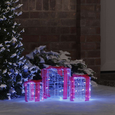 B&Q -  Gift Box Decoration 3 Pcs Blue 20 X 20 X 21 Cm Acrylic
