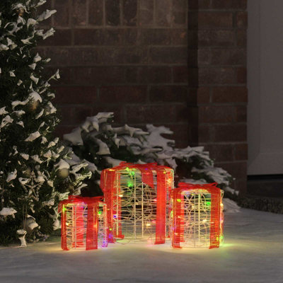 B&Q -  Gift Box Decoration 3 Pcs Colourful 20 X 20 X 21 Cm Acrylic