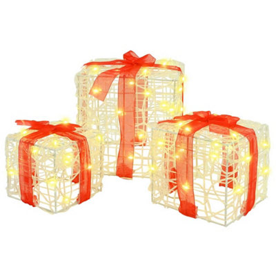 B&Q -  Gift Box With 60 Leds 3 Pcs Warm White 20 X 20 X 20 Cm Acrylic