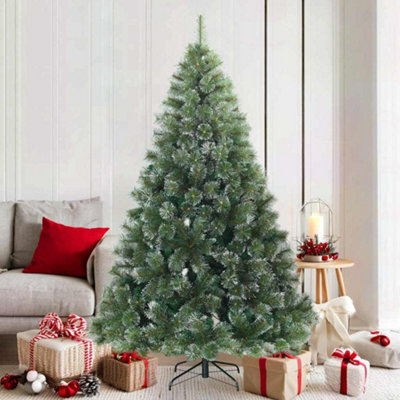 VIDAXL Hinged Snow Flocked Artificial Christmas Tree - White - 180 x 109 cm - Image 3
