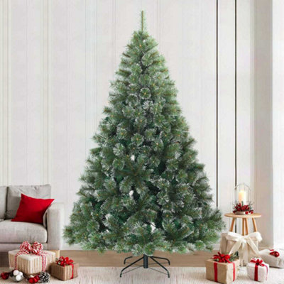 Vidaxl White Artificial Hinged Christmas Tree Snow Flocked 240 Cm