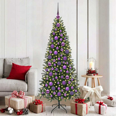 Vidaxl Christmas Bauble Set With 300 Leds 120 Pcs Lilac Plastic from B&Q