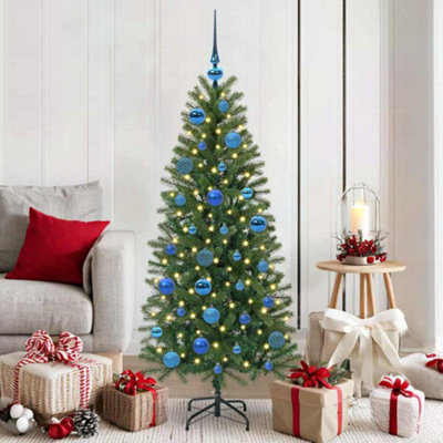 B&Q -  Christmas Bauble Set With 150 Leds 61 Pcs Blue Plastic