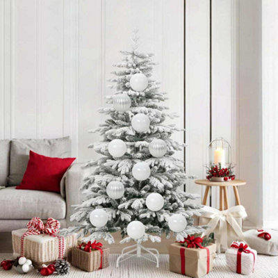 B&Q -  Christmas Bauble Set Xl 9 Pcs White Plastic