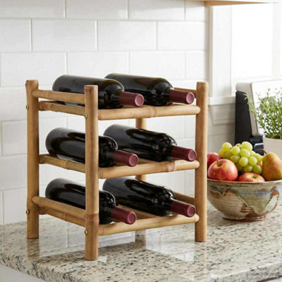 Walplus Wine Rack Natural 32.5 X 29.5 X 36 Cm Bamboo from B&Q