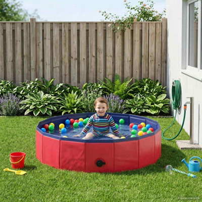 Walplus Foldable Dog Swimming Pool Folding Red 80 X 80 X 20 Cm Pvc from B&Q