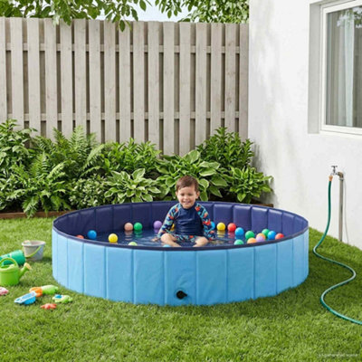 Walplus Foldable Dog Swimming Pool Folding Blue 160 X 160 X 30 Cm Pvc from B&Q