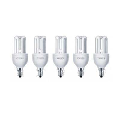 Philips 5Pc Warm White Energy Saving Genie Light Bulbs 8W Ses E14 from B&Q