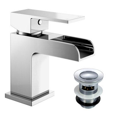 B&Q -  Ozone Waterfall Cloakroom Basin Mono Mixer Tap & Waste Chrome