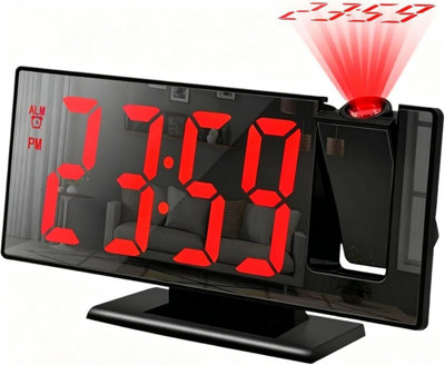 B&Q 1 Pack Generic Projection Alarm Clock For Bedroom Ceiling, 12/24H Time And Smart Digital Kids Adults On