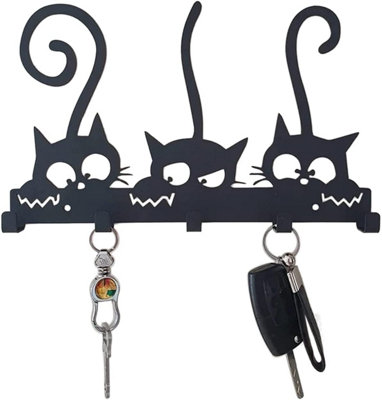 B&Q Creative Black Key Holder With 5 Hooks, Mail Organizer And Key Rack, Decorative Metal Hook For Wall Mounting In Hallway