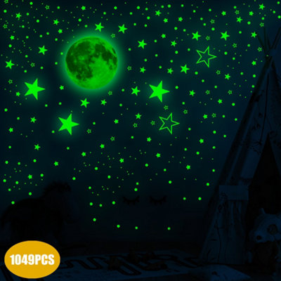 B&Q Removable Wall Decoration With Green Luminous Stars And Moon For Children's Room