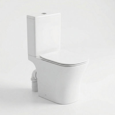 Bathroom City Sullivan Close Coupled Short Projection Rimless Toilet With SeatWhite from B&Q