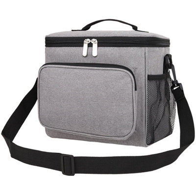 B&Q 10L Insulated Cooler Bag With Waterproof Lining And Adjustable Strap Grey